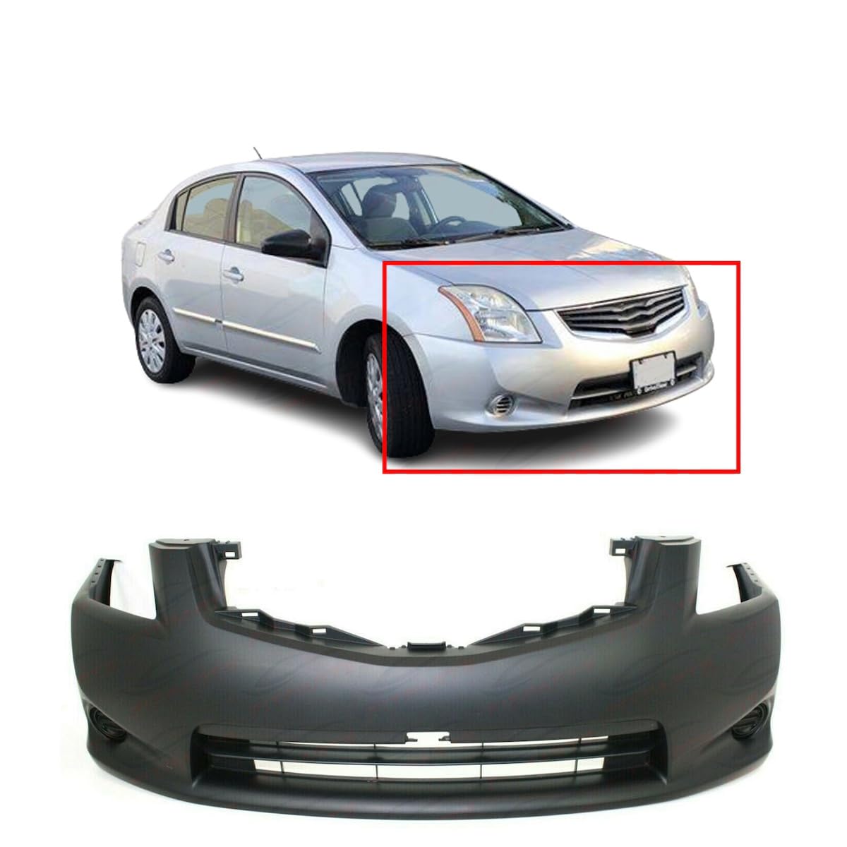 FitParts Compatible With Front Bumper Cover 2010-2012 Nissan Sentra Base S Sedan 10-12. New, Primed and Ready for Paint. With Fog Light Holes. NI1000271 62022ZT51J 2011