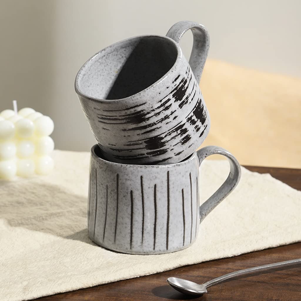 Becher Kreative Kaffeetasse Büro Keramik Paar Becher Retro Home Trinkbecher Geeignet für Kollegen, Freunde und Älteste Kaffeetasse (Farbe: Grau)