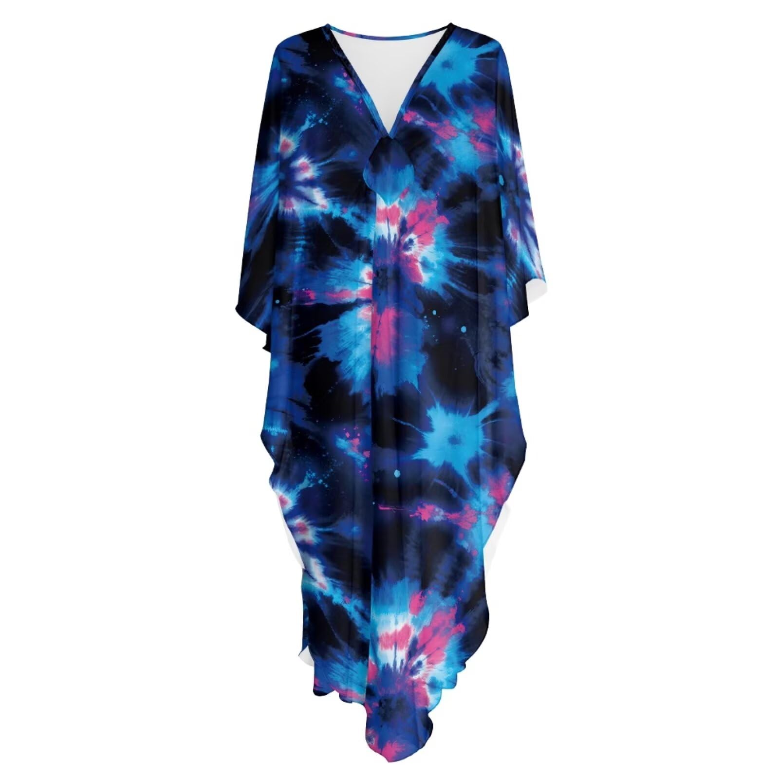 Poceacles Caftans dla kobiet okrycie plażowe plus size kaftan sukienki strój kąpielowy okrycie kąpielowe rękaw nietoperz dekolt w serek odzież kurortowa