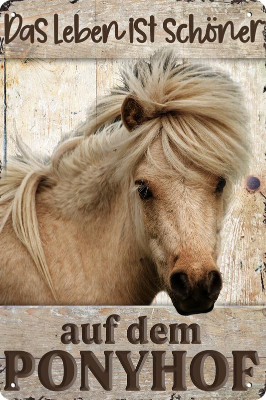 LUCKYLINDE – ALU DIBOND wetterfestes 30 x 20 cm Pferdestall, Reiterhof, Reiten, Koppel, Pferdebox, Ponyhof Deko Metallschild