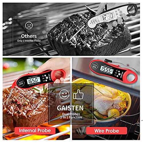 Rechargeable Digital Meat Thermometer, Oven Safe Food Thermometer Dual Probes For Cooking, All Waterproof With Alarm Function&Backlight For Grilling, Smoking, Frying, Baking, Kitchen, Oven #TOP7