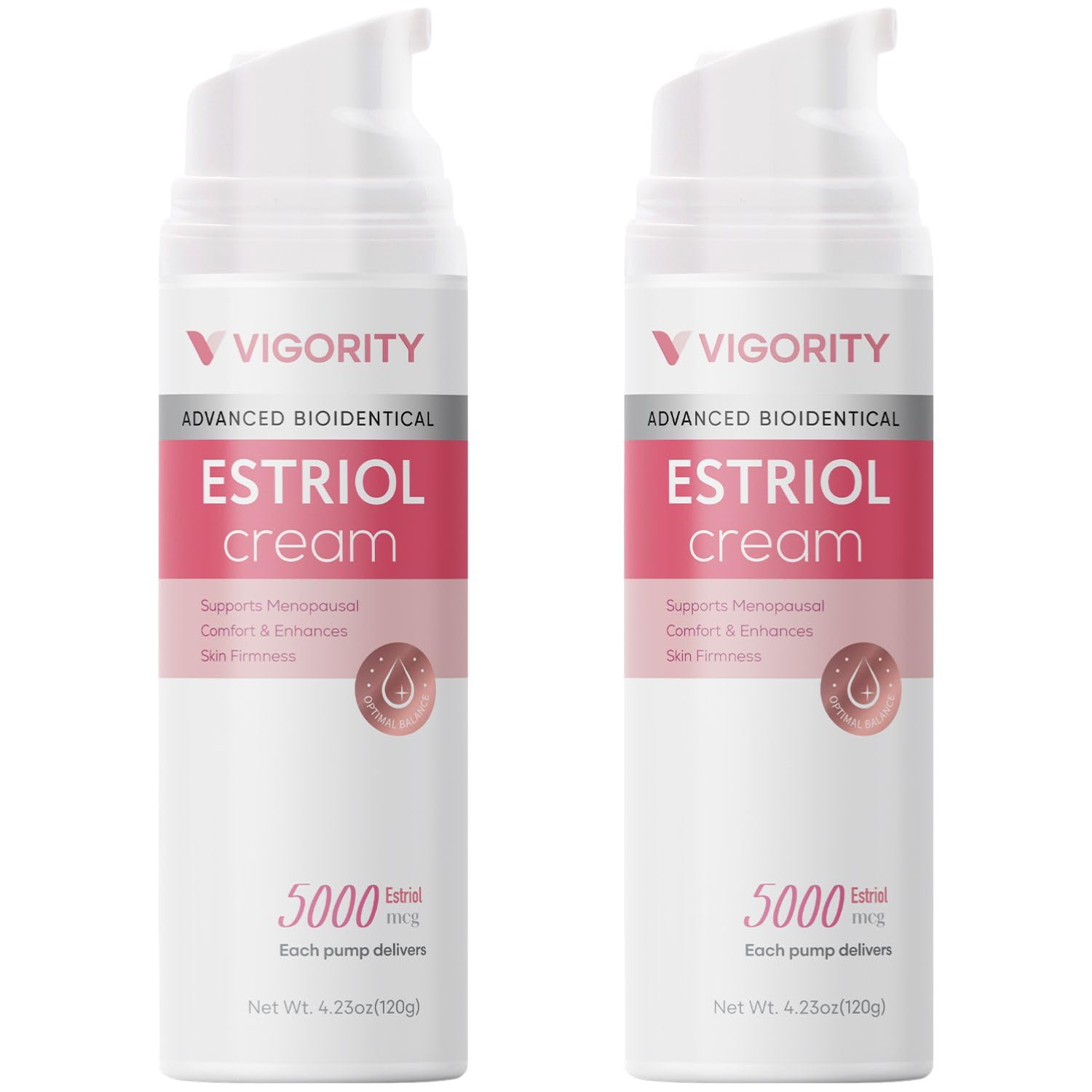 VigorityEstriol Face Cream for Women: Natural Bioidentical Estrogen Cream with Wild Yam - For Menopause Relief, Hormone Balance & Skin Firmness (4.25 Ounce (Pack of 2))