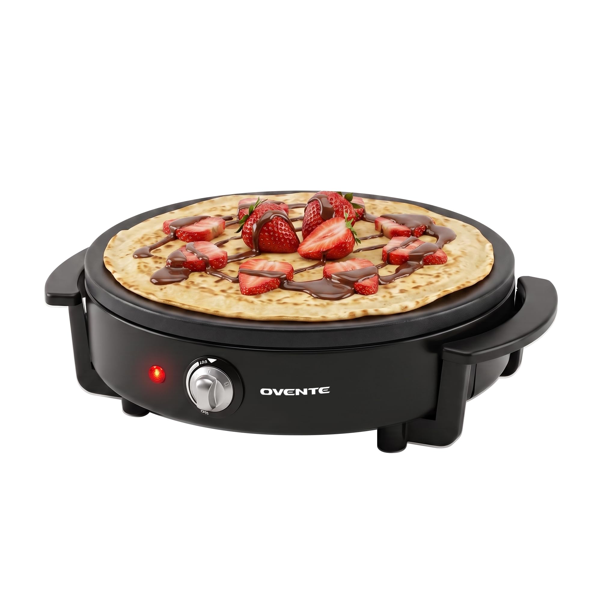 OVENTE - Electric Crepe and Pancake Griddle with 12" Non-Stick Hot Plate, LED Indicator Light, Adjustable Temperature Control, Includes Wooden Spatula and Spreader-picture-18