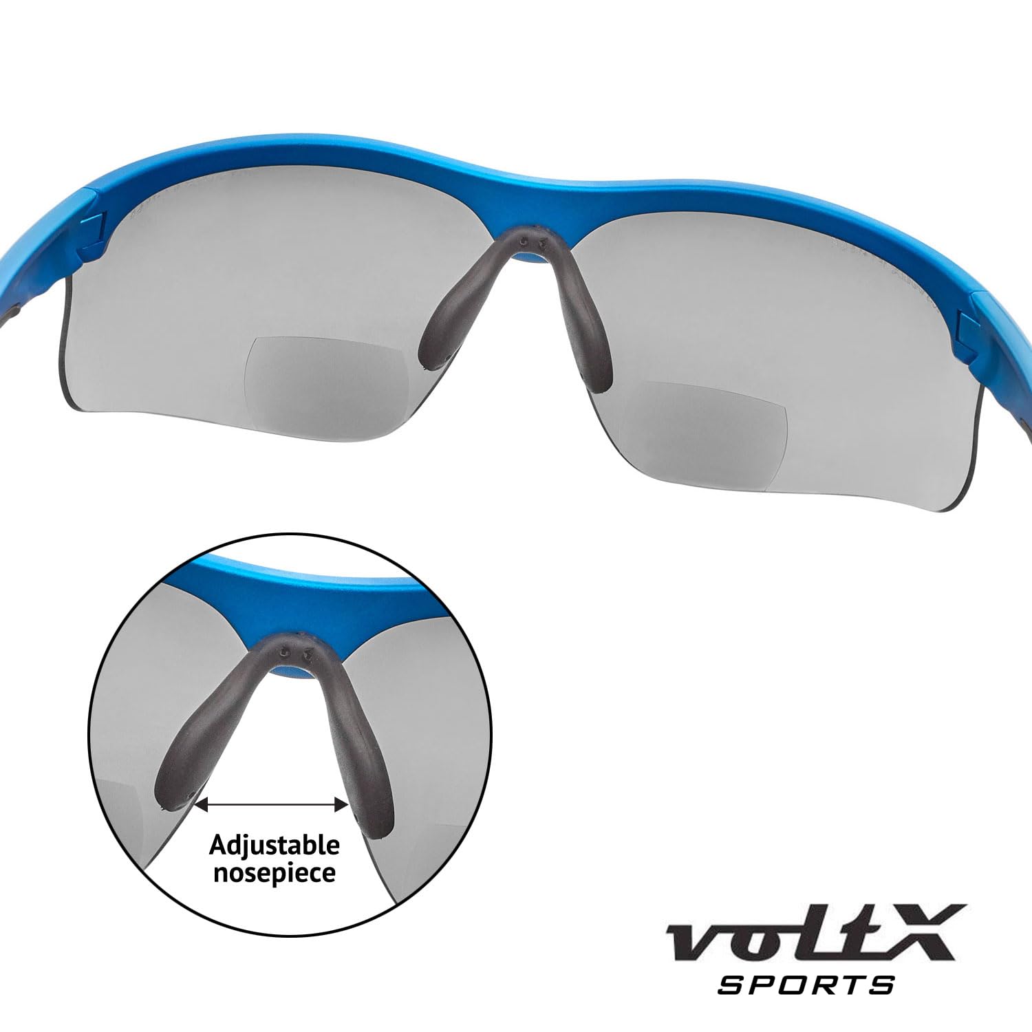 voltX CONSTRUCTOR ULTIMATE Bifokale Schutzbrille mit Lesehilfe (Blauer rahmen, blau verspiegelte Gläser +2,0 Dioptrien)