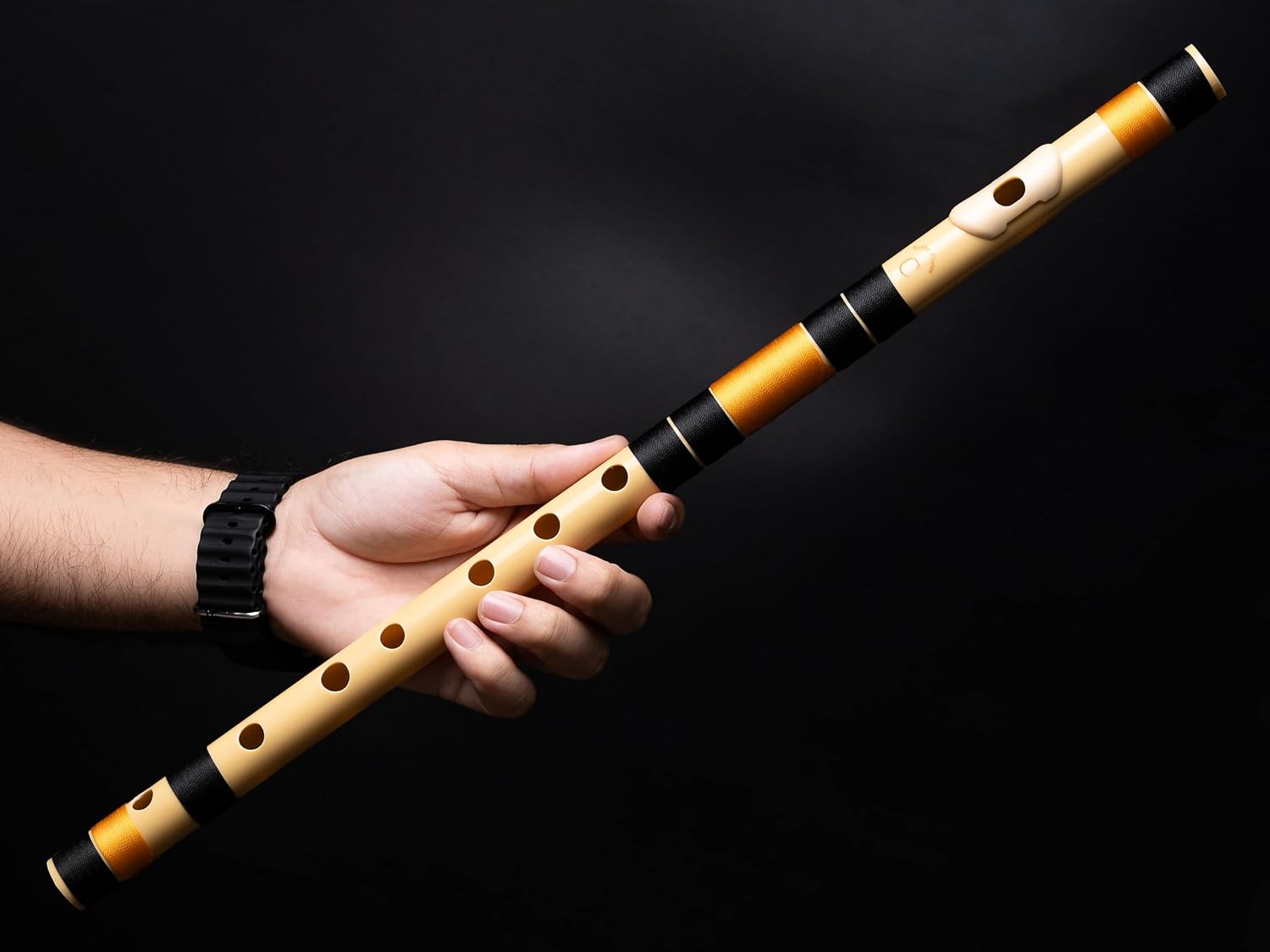 Radhe Flutes | PVC Fiber | C Natural | Right Handed | With Velvet Cover | Black & Orange Threads + Complete Flute Beginners Online Course In Hindi and English