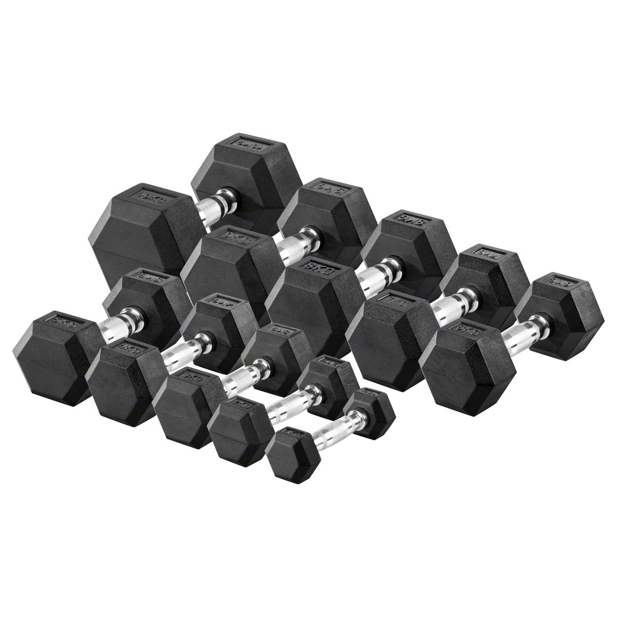 Kurzhantel-Ständer-Set mit 10 Paar Hex Hanteln, 1-10 kg, LxBxH 74x62x128 cm
