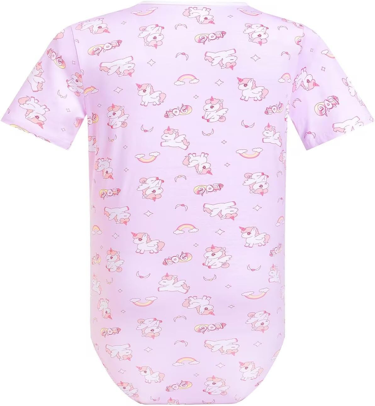 Landofgenie Men Short Sleeve Bodysuit Pajama Print Bodysuit One Piece Pajamas Rompers Basic Onesie - Image 2