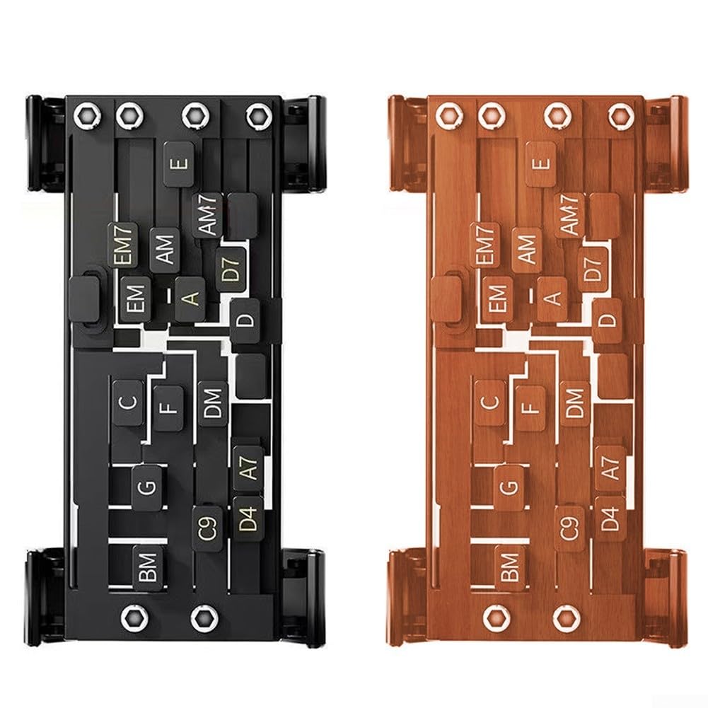 Prensador de acordes de guitarra, accesorios de guitarra, entrenador de acordes de ayuda de guitarra, instrumentos musicales de cuerda herramienta de aprendizaje de guitarra (marrón)