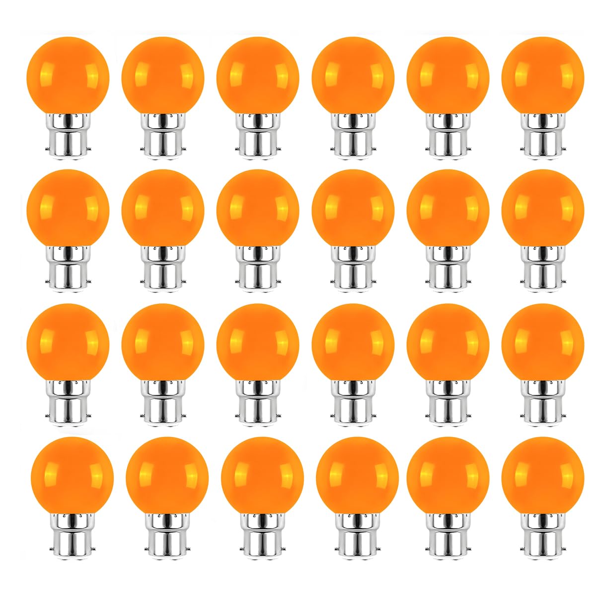 Jiotouhu 24 Pack B22 Bayonet Colored LED Light Bulbs 2W G45 Golf Ball Mini Globe Bulb Lighting Bulbs,Orange for Outdoor Indoor String Patio Garden Party Christmas, Tree, Fairy Party Night Lights
