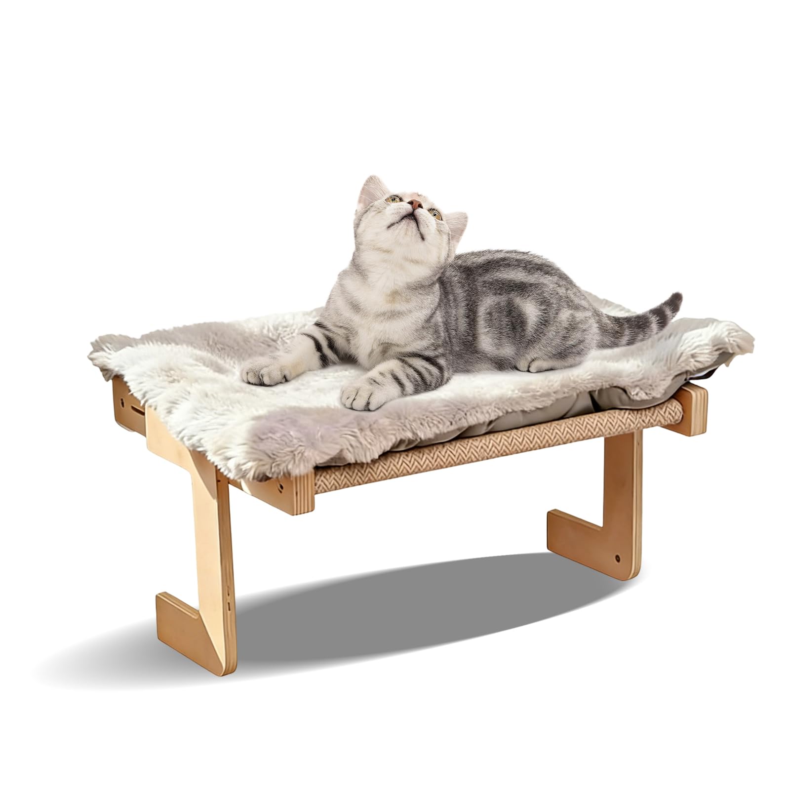 Hamaca Cama Gato Ventana, Hamaca para Ventana con Alfombra Reversible y Lavable, Instalación sin Herramientas Estante para Gato MAX.20 kg, 50 x 39 cm