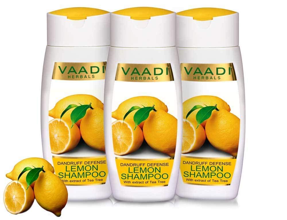 Vaadi HerbalsDandruff Defense Organic Lemon Shampoo with Tea Tree Extract (3 x 110 ml/ 4 fl oz)