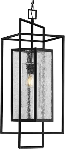 Progress Lighting Navarre Collection 1-Light Matte Black Seeded Glass Transition