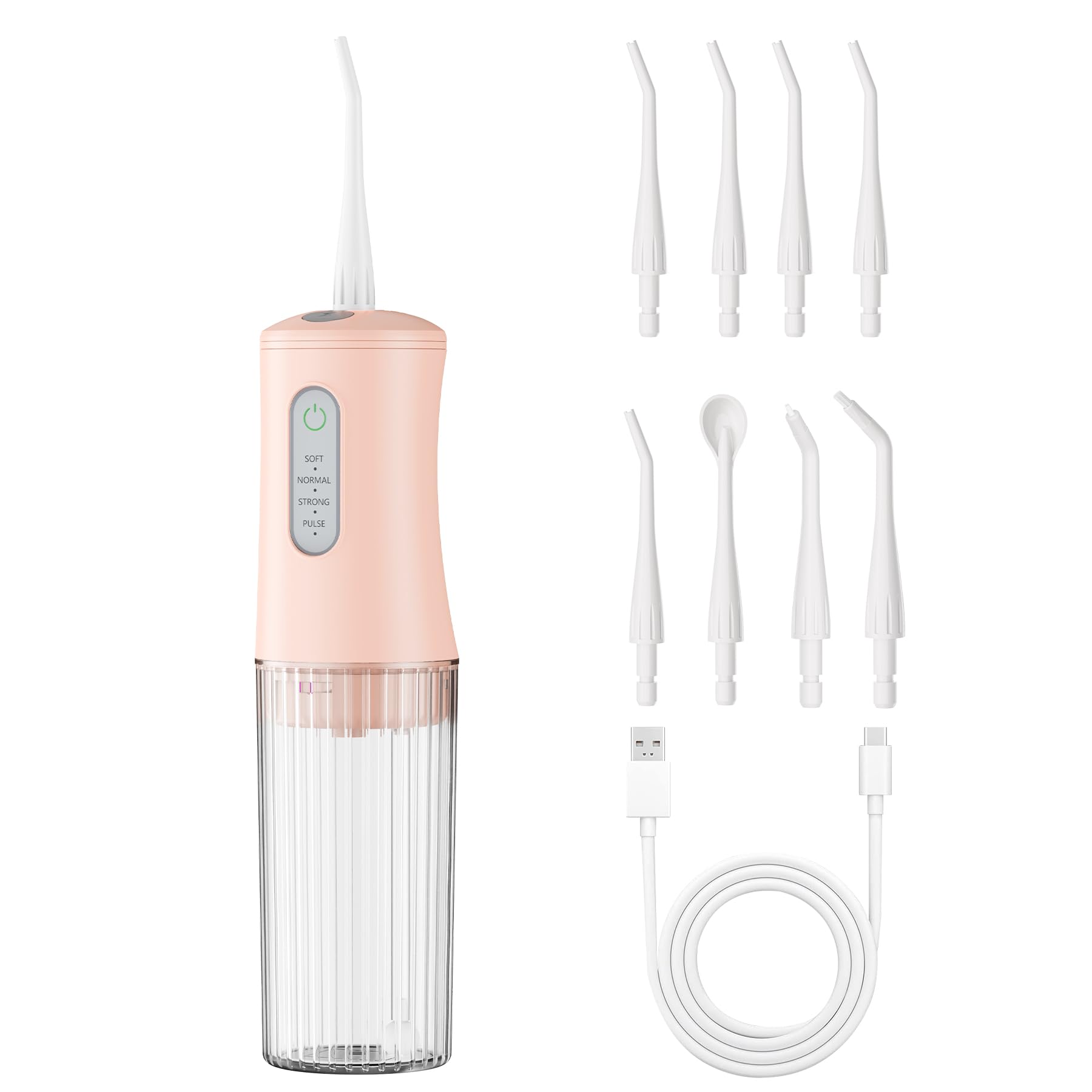 Hydropulseur sans fil pour nettoyage des dents – Irrigateur dentaire électrique avec 4 modes de nettoyage et 8 embouts de jet, étanche IPX7, design portable rechargeable pour une utilisation à la