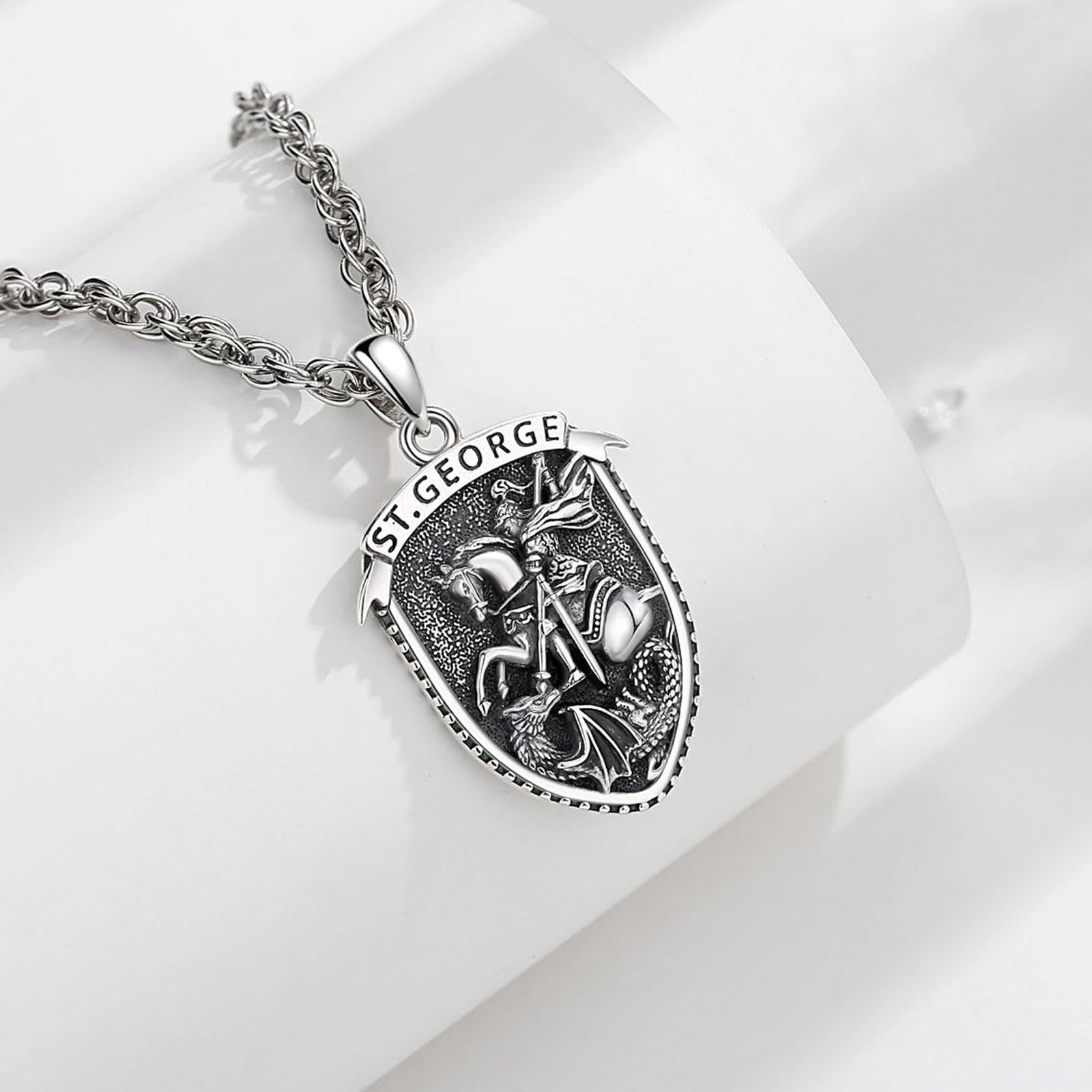 CELESTA Mujer Hombre Colgante San Benito Medalla San Miguel Arcangel San Cristóbal Medalla Virgen Milagrosa Protección Collar Plata de ley 925 Joyeria Religiosos Regalos Cristianismo Católico