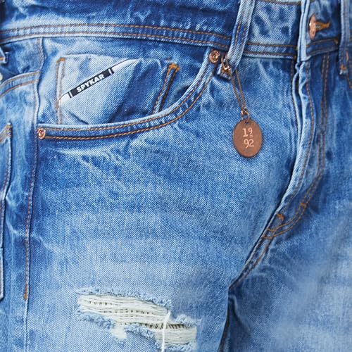 Image of Spykar Men's Kano Slim Fit Mid-Rise Jeans (Ankle Length)