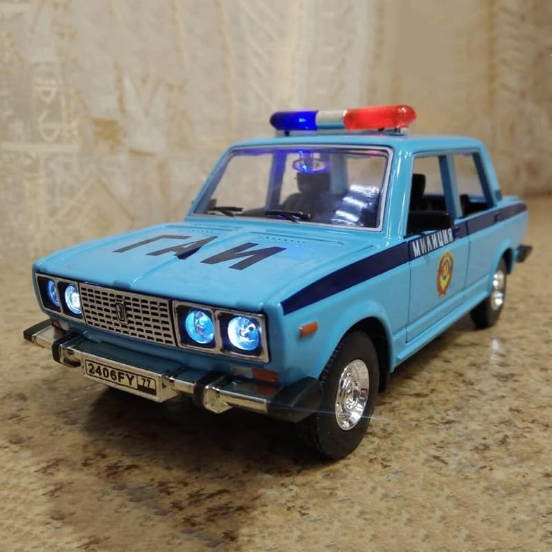 Image of SPITEN Police Car 1:24 Diecast Scale Model Metal Pull Back Toy car for Kids with Openable Doors & Light, Music Toy Vehicle for Kids - Colors as Per Stock