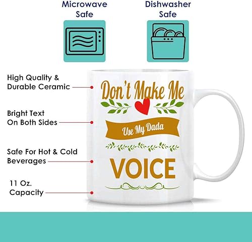 Miniatura 2 de Lgbt Supporters Gift, for Mom's Birthday - Dada Voice Rainbow Design with &, Prideful Statement on 11 Oz White Ceramic Coffee Mug
