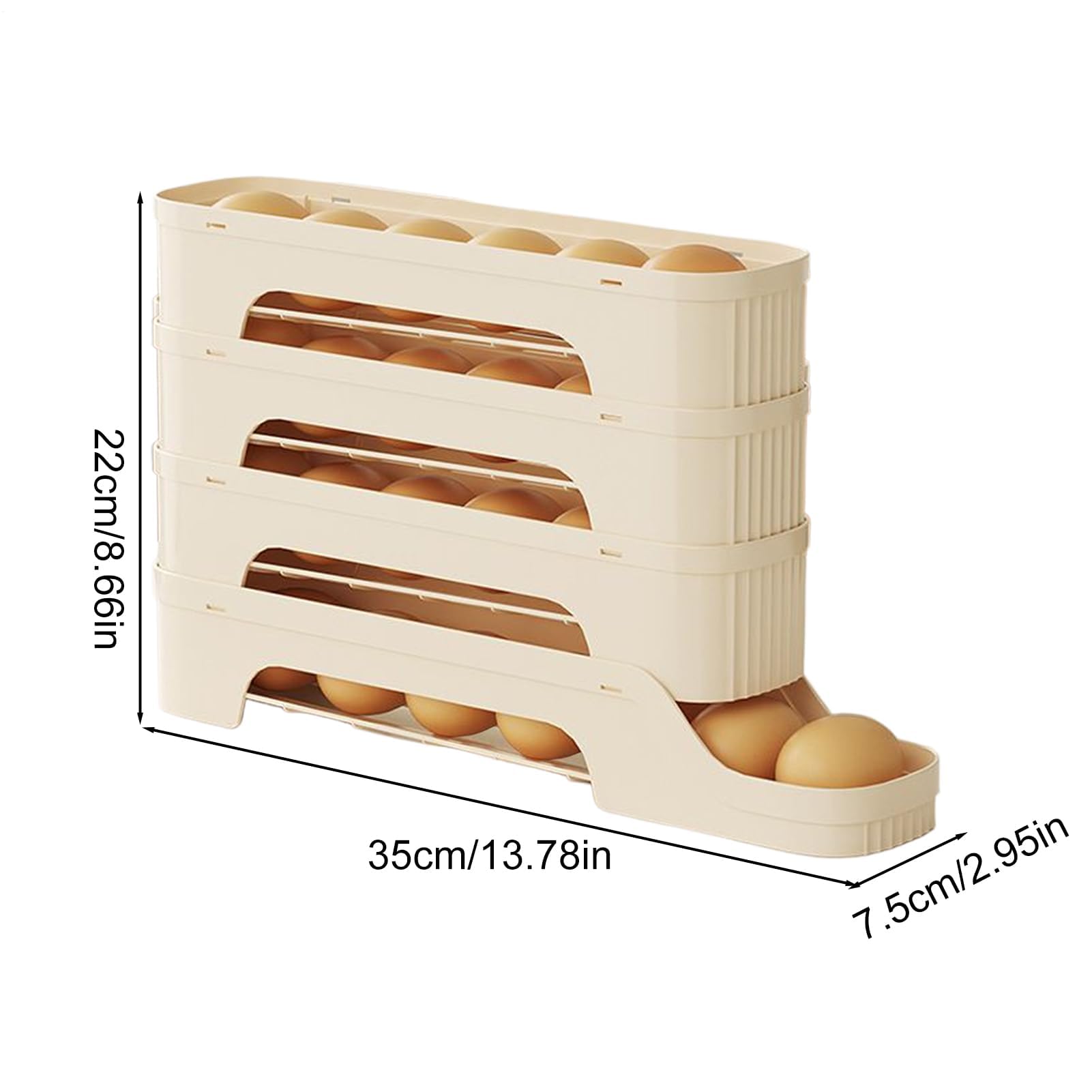 Eierrollender Eierspender für den Kühlschrank, platzsparend, stapelbar,