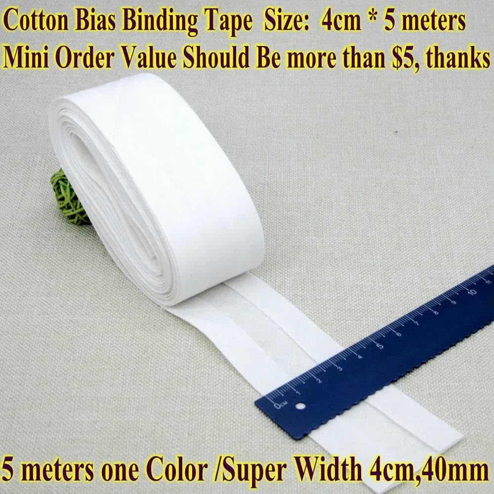Schrägband aus Baumwolle, Größe 4 cm, 40 mm, 5 Meter, superbreites Faltband, DIY, handgefertigtes Nähmaterial, Stoffband, Band, Gelb, 4 cm, 20 Meter