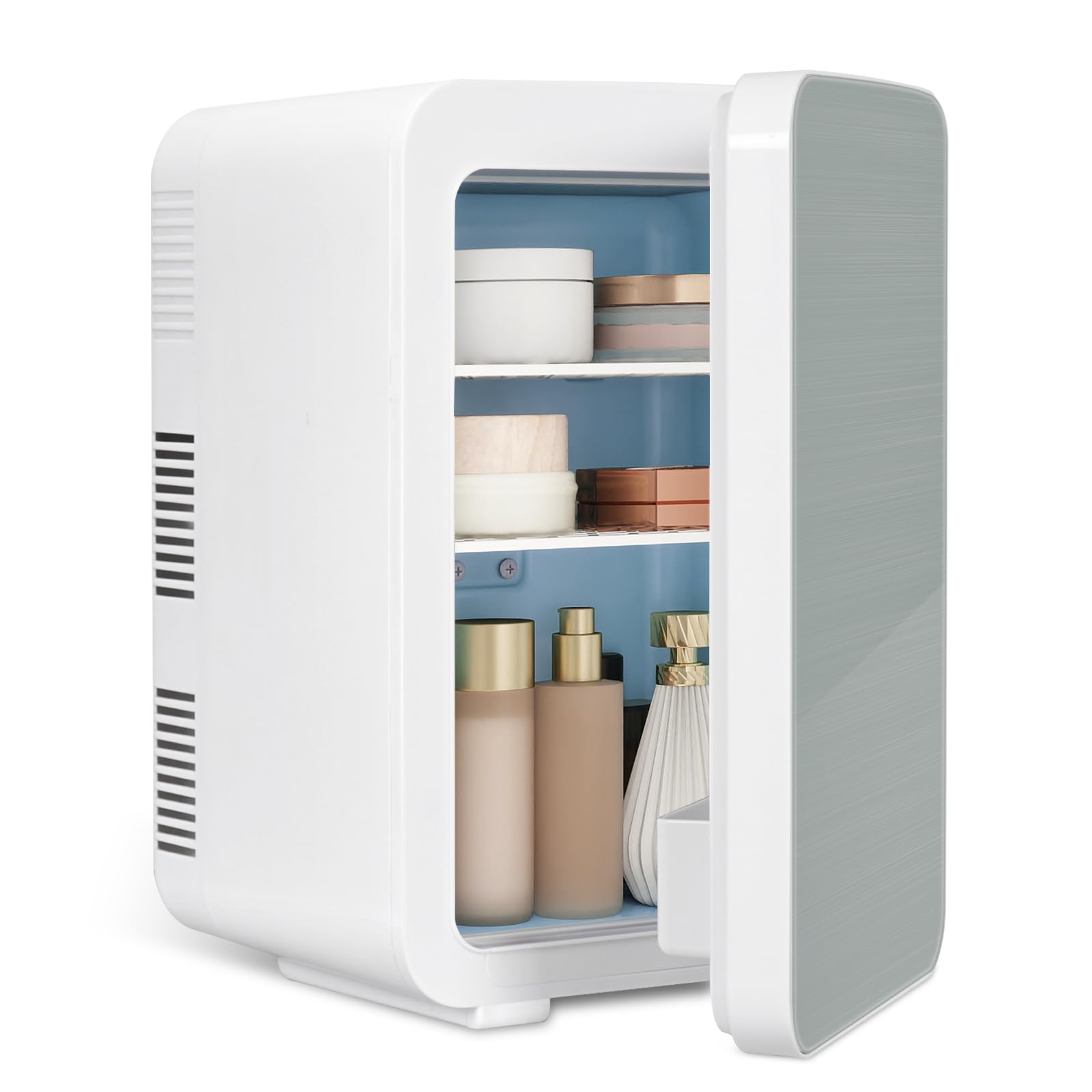 Mini Fridge for Bedrooms 10L/12 Cans with AC/DC Powered, Quiet Mode, Small Skincare Portable Beauty Fridge for Cosmetic, Office or Car, Black — view 9