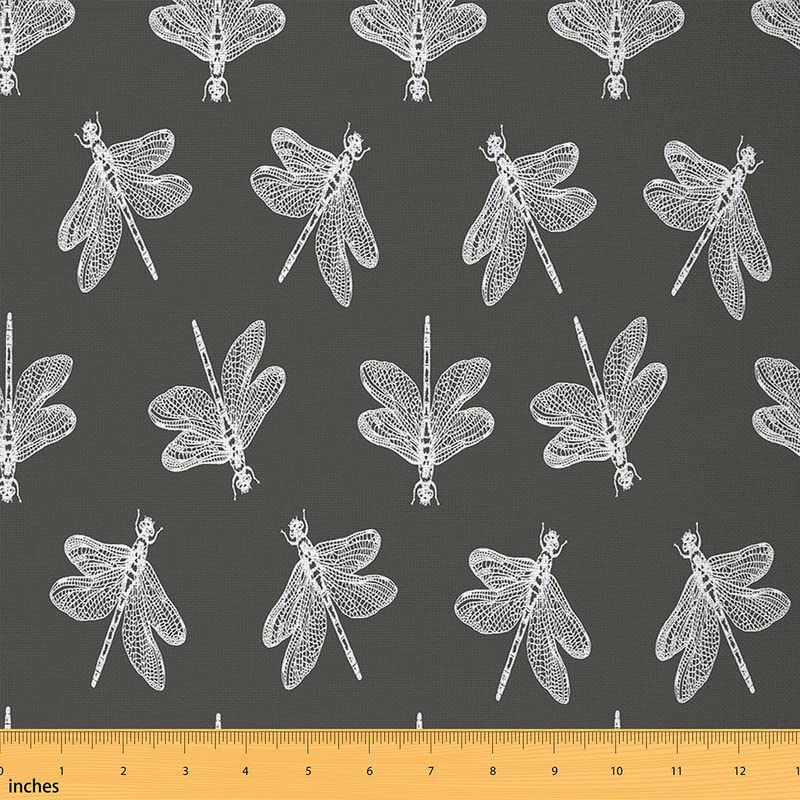 Dragonfly Upholstery Fabric for Chairs Gifts for Women Fabric by The Yard Wild Animal Pattern Decorative Fabric for Upholstery and Home DIY Projects 10 Yards (L920*W150cm) White Grey — image 1