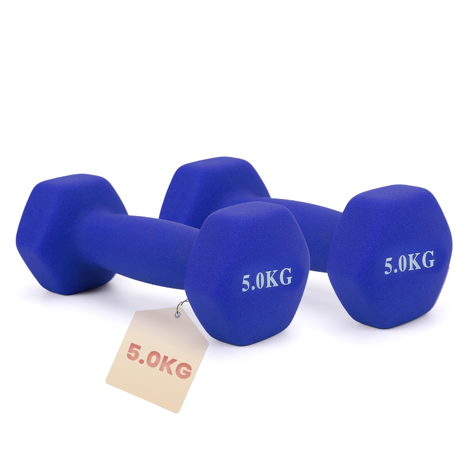 Coppia di Manubri Esagonali da Palestra, da 1 a 5 kg | Manubri rivestiti antiscivolo per fitness, tonificazione, aerobica e allenamento a casa, disponibili da 1 a 5 kg