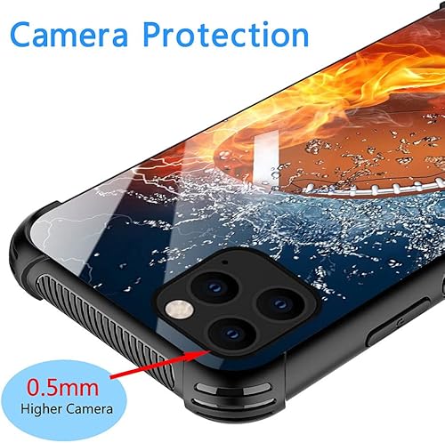Miniatura 4 de Funda para iPhone 11 Pro Max, rugby American Football on Fire iPhone 11 Pro Max para hombres, niños y niñas, doble capa, a prueba de golpes, funda