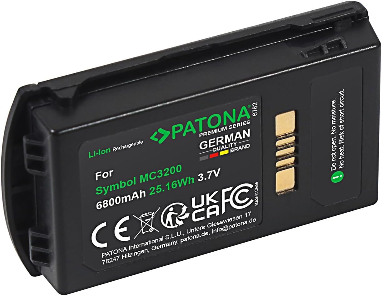 PATONA Akku für Zebra MC3200 MC32N0 MC3300 Motorola Ersatz BTRY-MC32-01-01 3,7V
