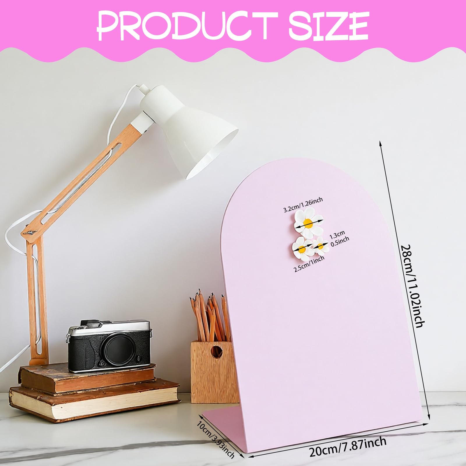 2 Pcs Desk Magnetic Bulletin Board Pink Memo Board - View #3