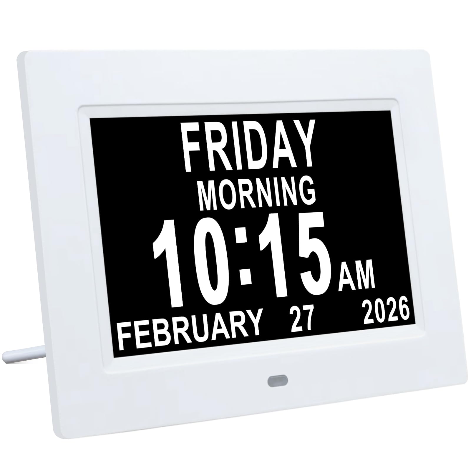 Tsitsc White 7 Inch Dementia Clock Extra Large Day And Date Time Clocks Gifts For Seniors Elderly Impaired Vision Memory Loss 12 Alarm Reminders + Auto-Dimming