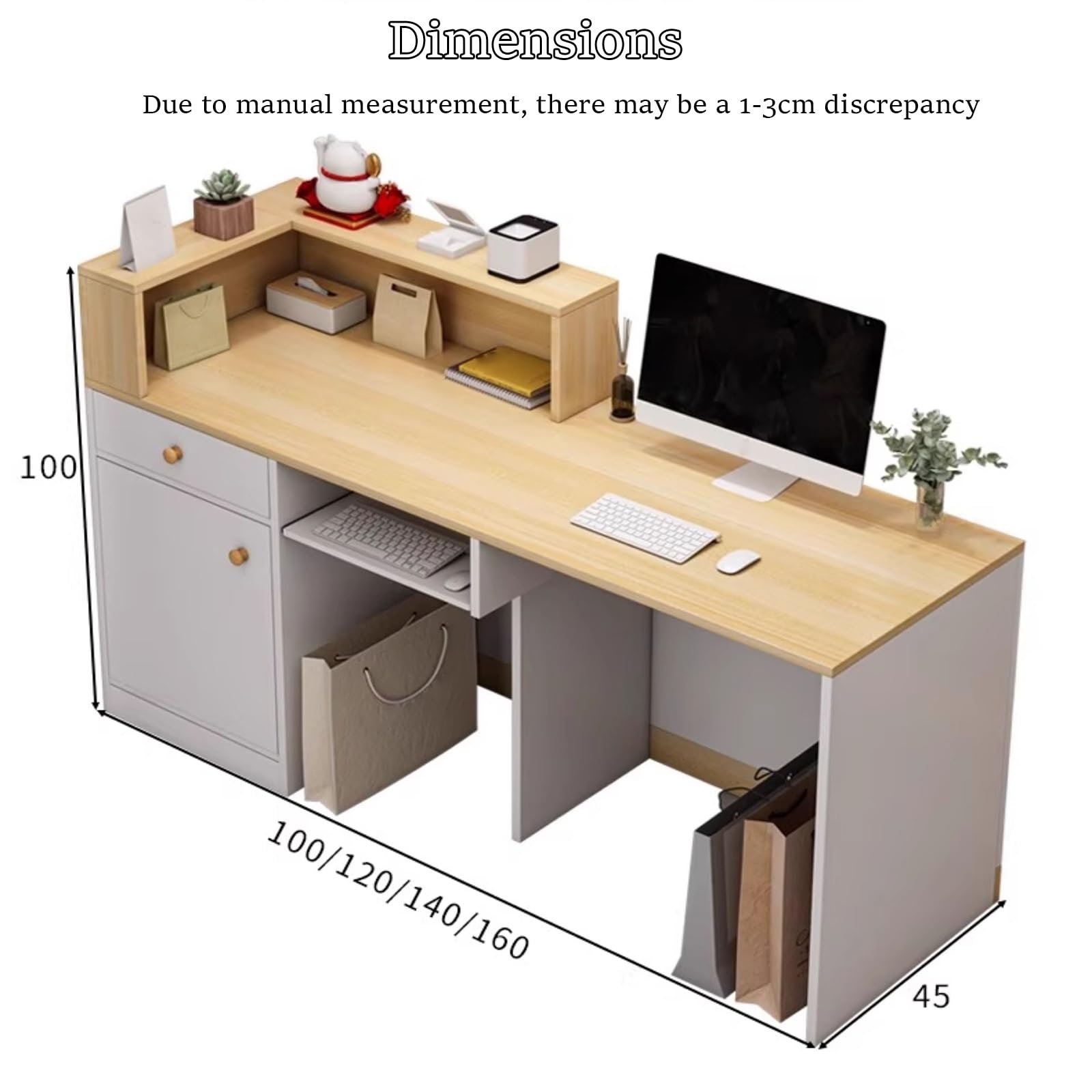 Drewniana recepcja, nowoczesny kasjer z miejscem do przechowywania, łatwy w instalacji