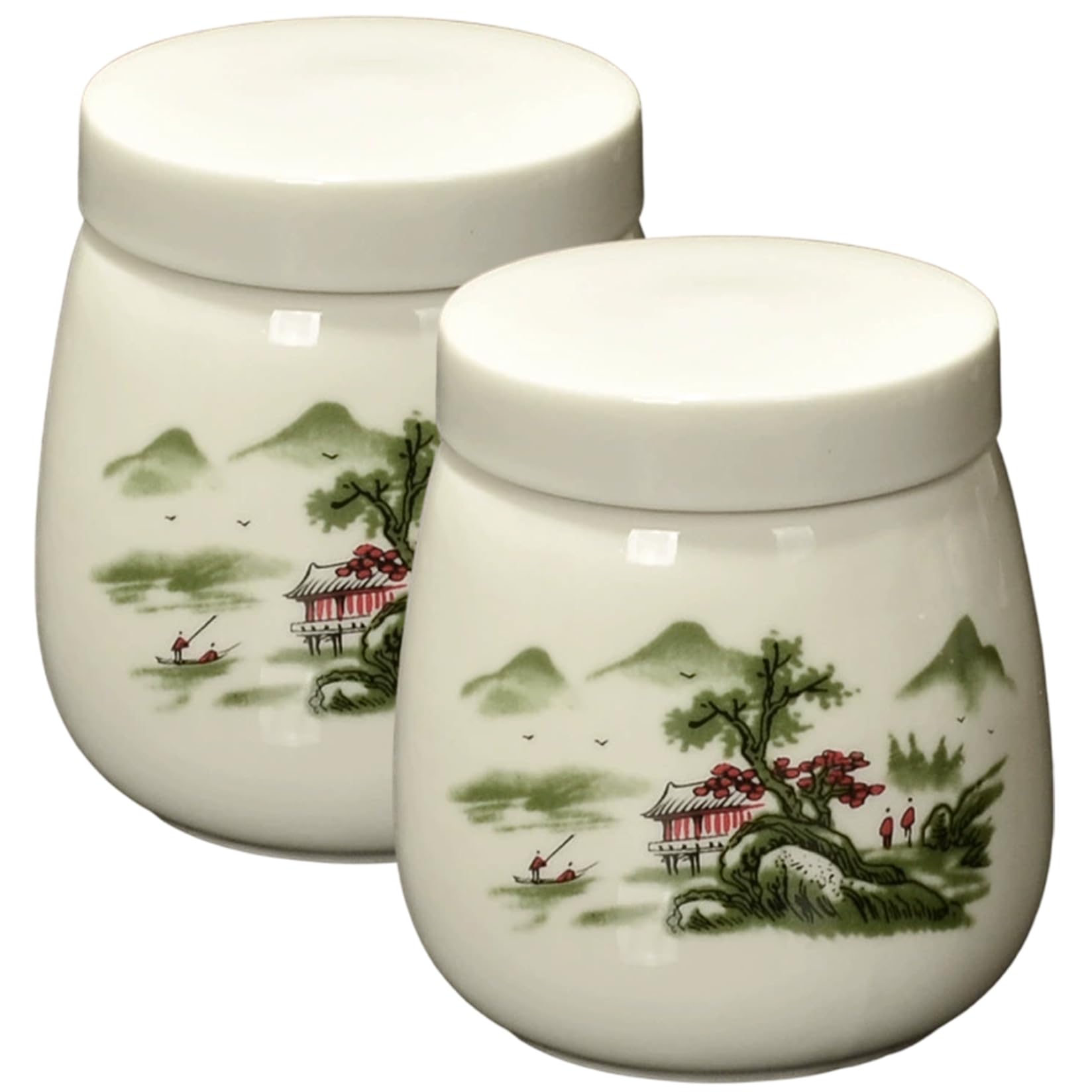 Lawnrden Egg Coddlers Sets with Lids|2Pcs Egg Coddler, 220ml Vintage Ceramic Coddled Cups with Lids for Quick and Easy Breakfast or Elegant Display