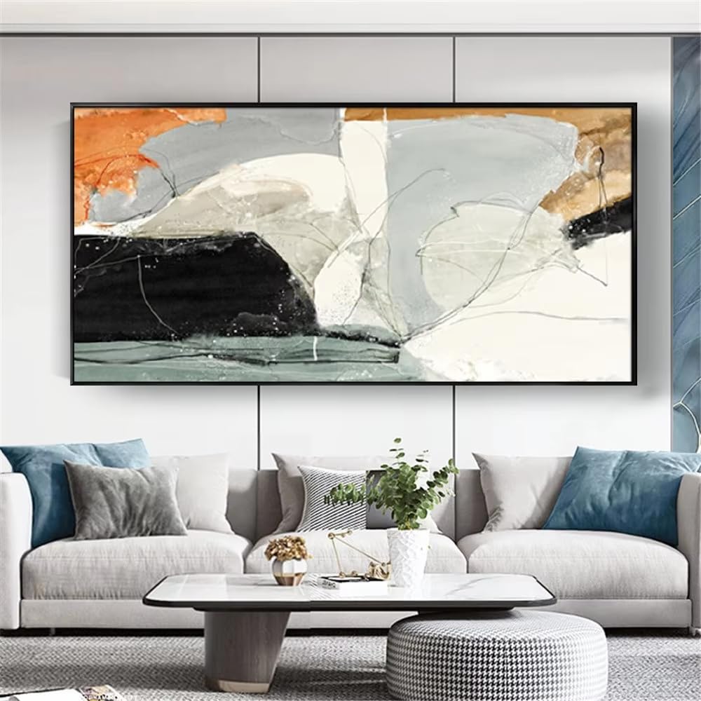 DFZEWKI Abstract Golden Blue Modern Art Wall Decor For Home Living Room Decor(50x100cm(20x39in)/No frame)