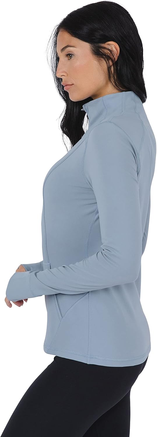 Yogalicious Half Zip Lightweight Workout Long Sleeve Athletic Jacket with Front Pockets and Thumbholes - Image 3