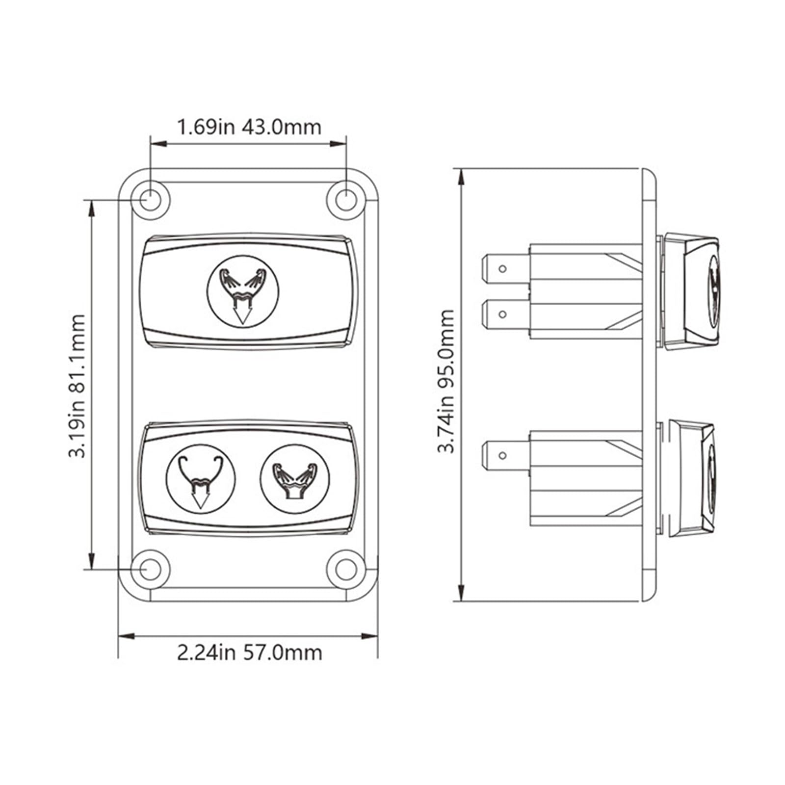 Marine WC-Schalter Panel ABS 3-Wege-Steuerung mit starker Konstruktion und einfach zu bedienenden Upgrades für Yachtboot, Boot, Toilettensteuerung, Wechsel