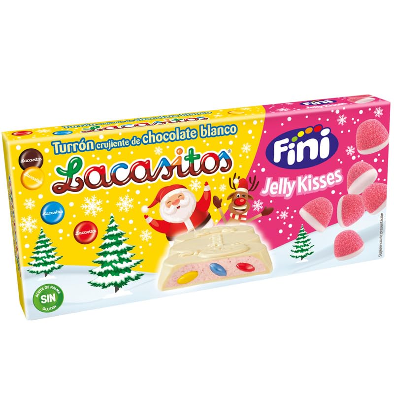Turrón Jelly Kiss 215 g – Tableta de Chocolate Crujiente con Grageas de Colores | Sin Gluten | Edición Fiesta/Regalo