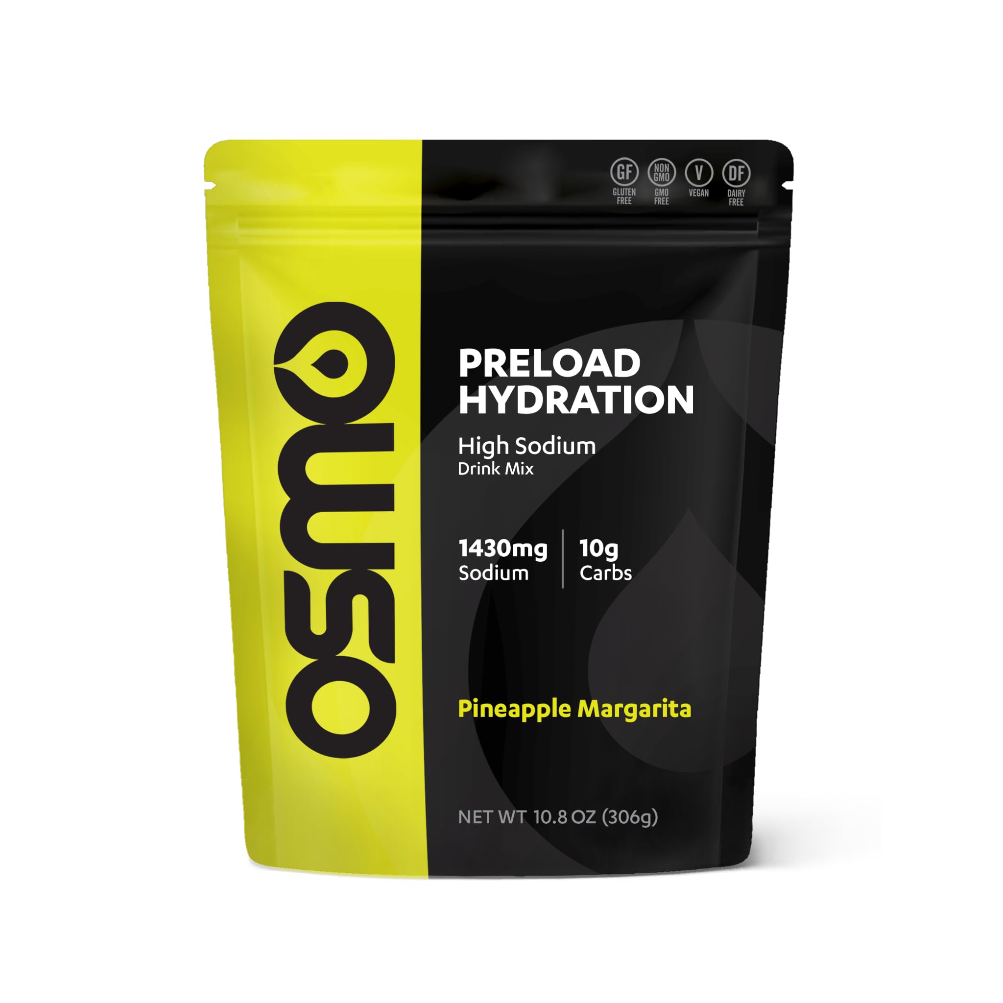 Osmo Preload Hydration Pre Workout Powder - Includes High Sodium Bicarbonate, Magnesium, Potassium, Carbs & Vitamins, Cane Sugar, Natural Ingredients, Beat Cramps & Dehydration - Pineapple Margarita