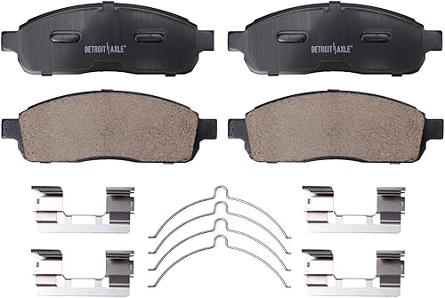 Miniatura 7 de Detroit Axle - Rotores ranurados perforados delanteros y traseros de 6 lengüetas de 4 x 4 + pastillas de freno de cerámica de repuesto para Ford