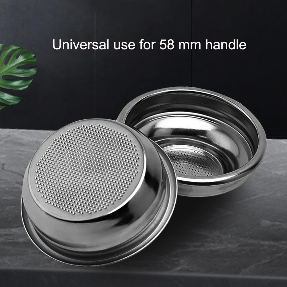 Kosz filtrujący 2 sztuki precyzyjnych koszyków filtracyjnych 58 mm do espresso, wypukłe, dwuścienne, 1-kops i 2-kops, łatwe w czyszczeniu, 1 filiżanka i 2 filiżanki, sitko do uchwytu filtra 58 mm