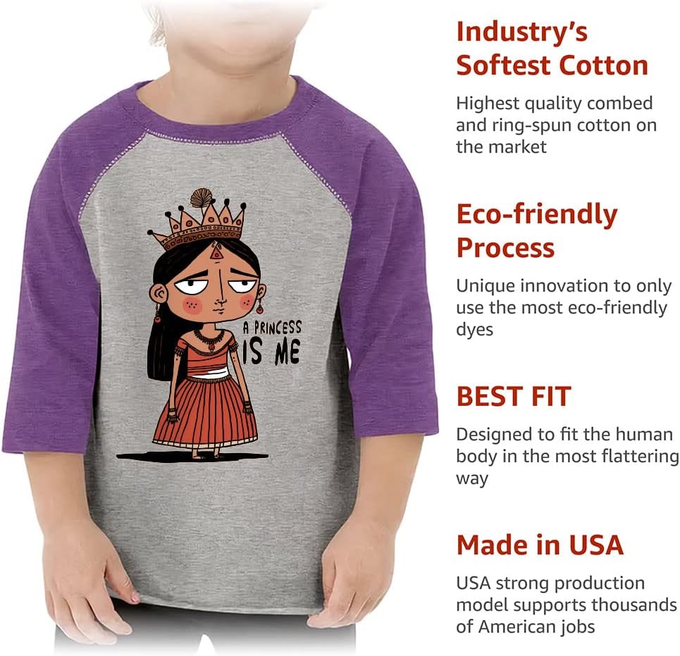 A Princess is Me Toddler Baseball T-Shirt - Art Print 3/4 Sleeve T-Shirt - Princess Kids' Baseball Tee