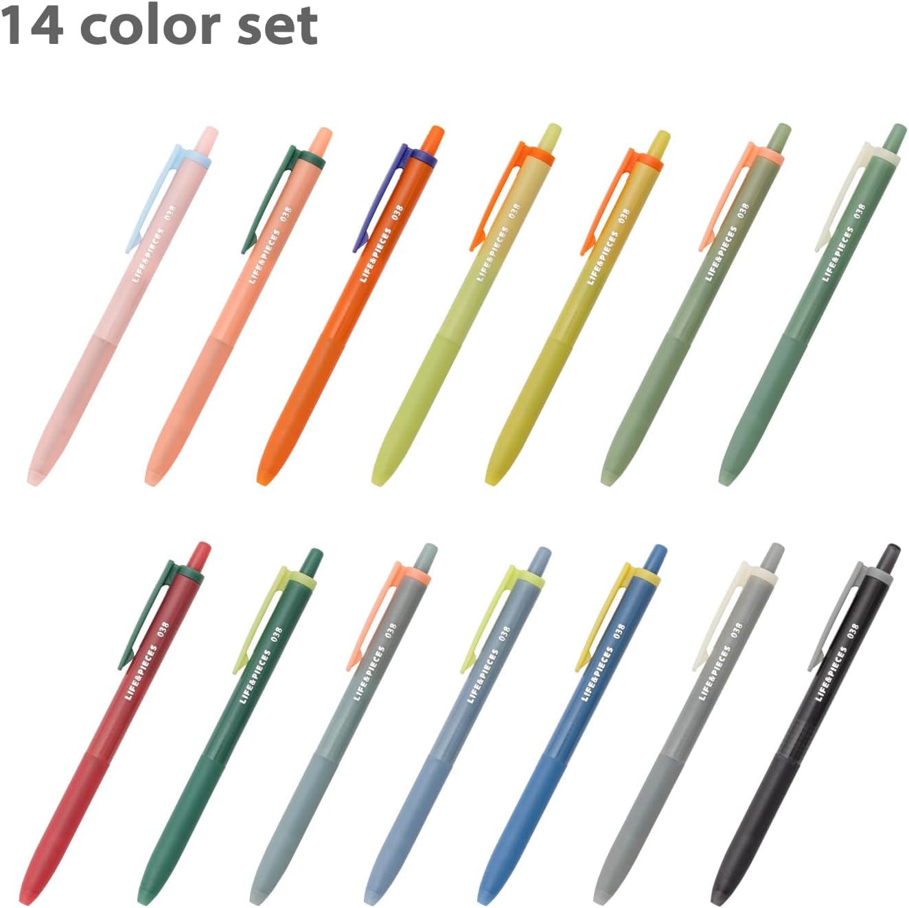 Korea Life&Pieces 0.38 mm Colorful, Gel Pen for Drawing Writting. Made in Korea (14 Color Set)