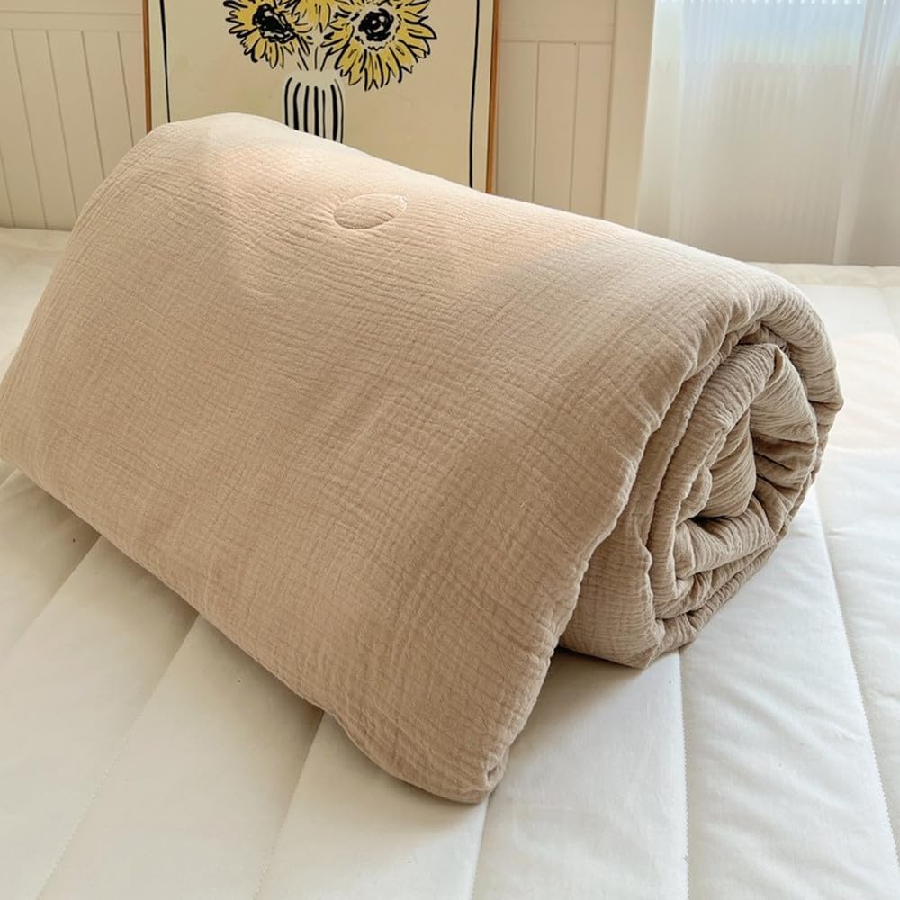 Edredón/Confort de Verano Twin Queen, sábana Plana, 2 Fundas de Almohada, Lino Ultra Suave, Ligeramente Arrugado, Tacto Transpirable, Color 4, 110 x 150 cm, 2 Unidades