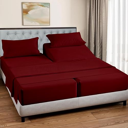 Mattress-Homes Juego de sábanas Split King para cama ajustable, juego de sábanas de 5 piezas, extra suaves, refrescantes, bolsillo profundo de hasta