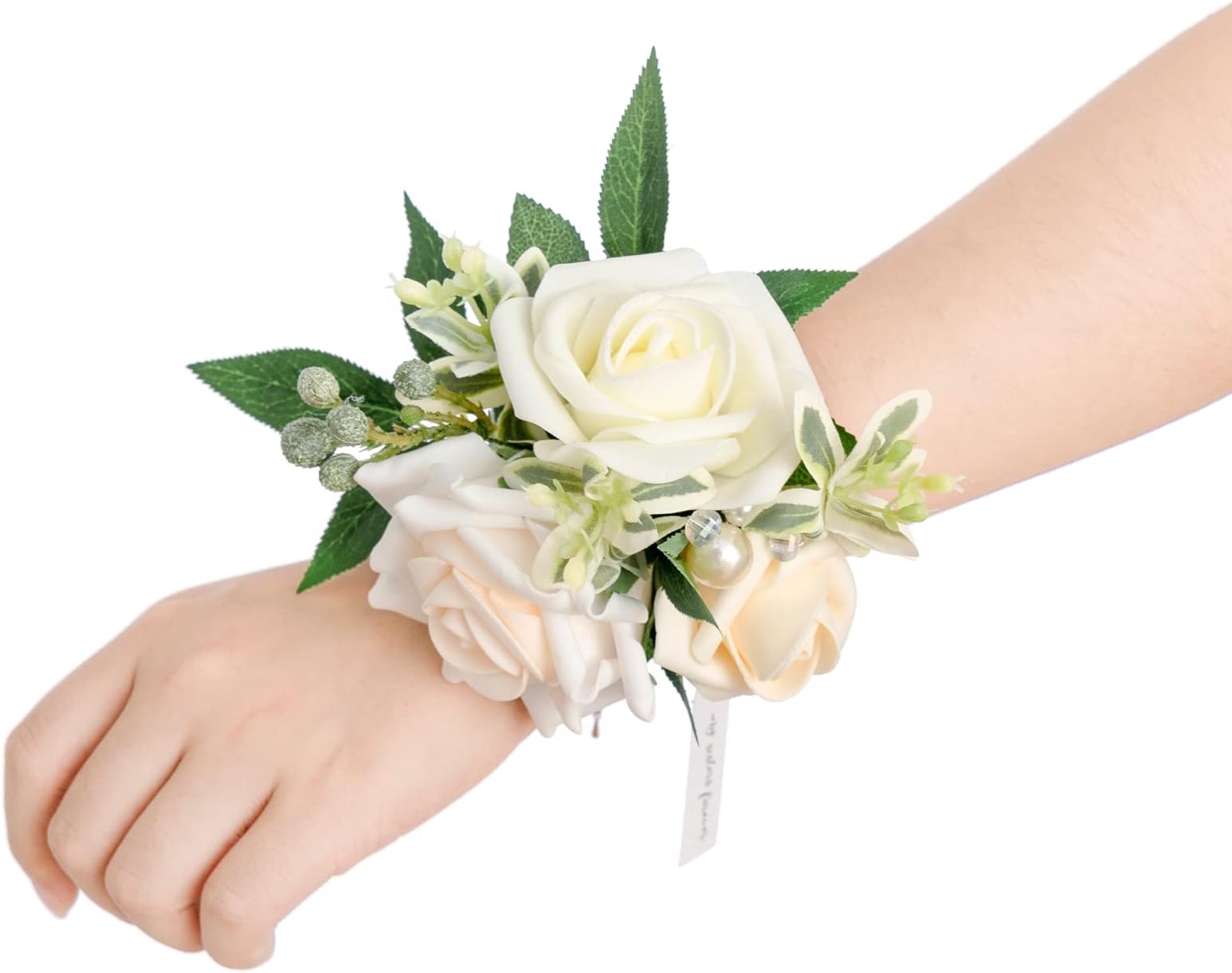 Ling's moment Ivory&Cream,Set of 6,Bridesmaid Wrist Corsage Bracelet & Floral Shoulder Corsages,French Rustic Vintage Wedding, Bridal Shower, Bridal Accessories, Wedding Ceremony Anniversary, Prom
