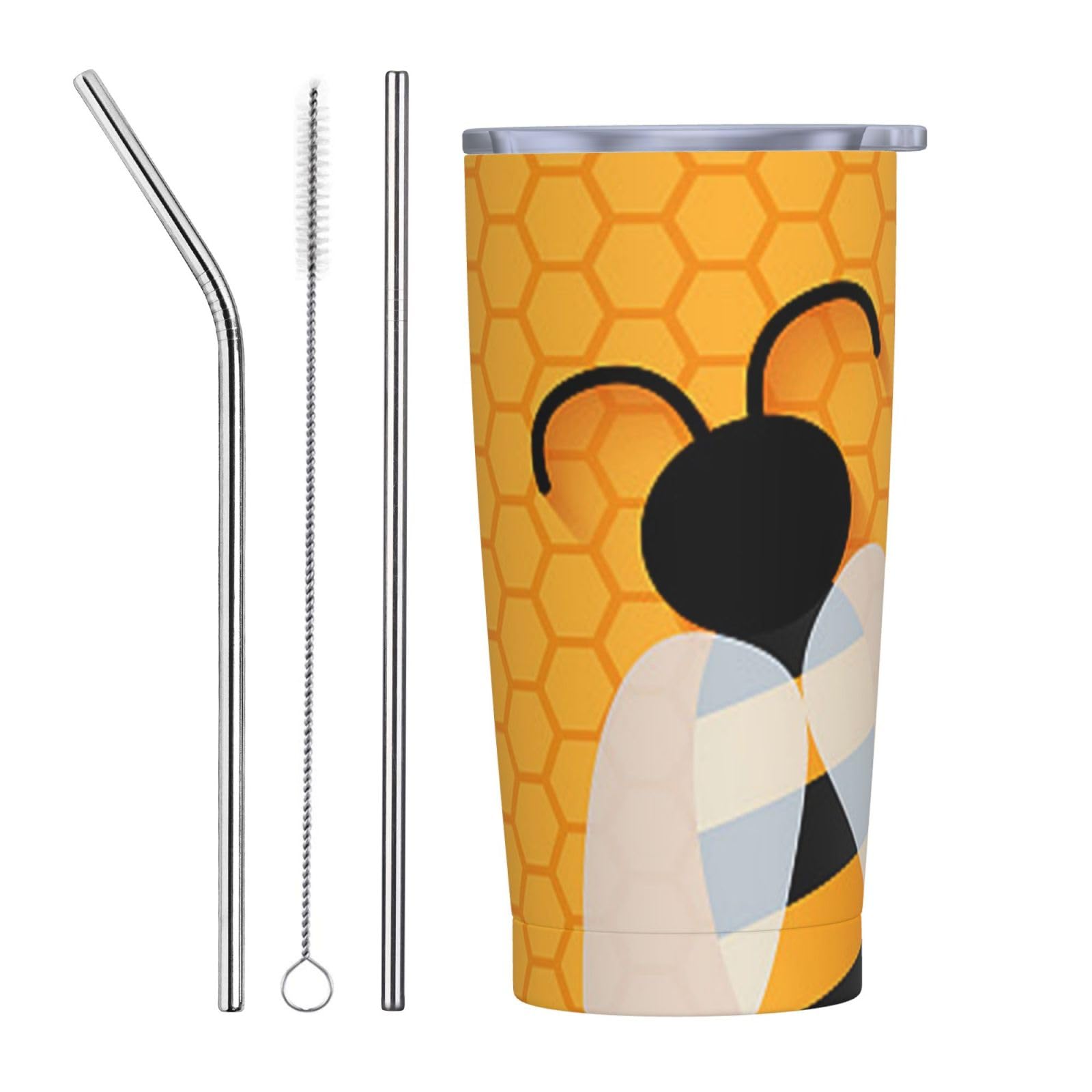 Tazza termica portatile della tazza dell'automobile della tazza dell'acciaio inossidabile stampata dell'ape animale sveglio giallo
