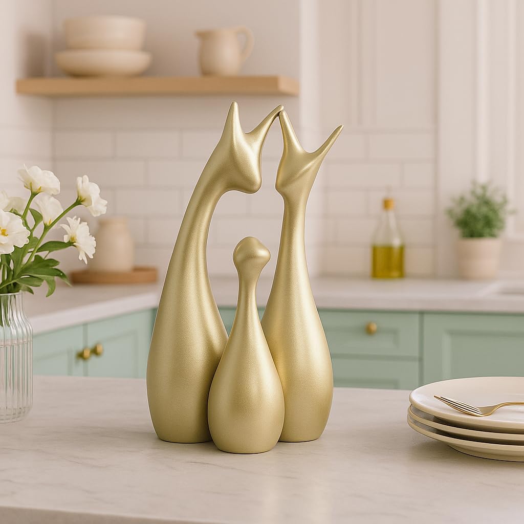 SRJANA Metallic Laurel Green Home Decor Lucky Deer Family Figurine (Set of 3, Laurel Green) 4