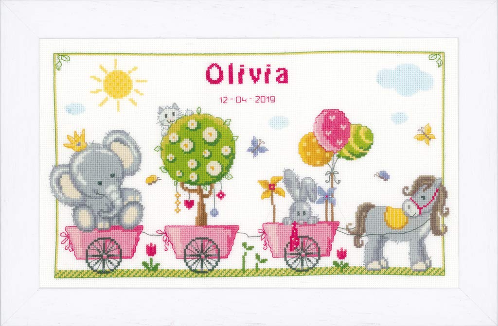 Vervaco Kit Punto De Cruz Bebe Nacimiento Regalos DIY Completo ANIMALES ADORABLES Creativo Manualidades Creatividad Adultos Decoracion Pared Bordar Kit Principiantes ca. 41 x 24 cm Cross Stitch