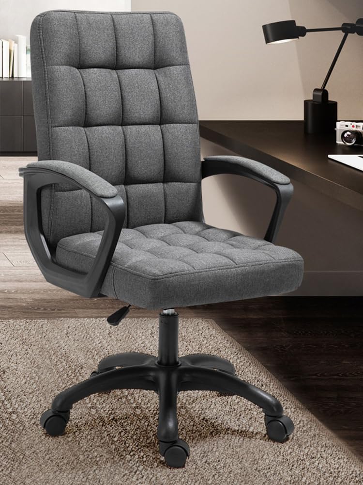 Ergonomiczne krzesło biurowe, Krzesło komfortowe Krzesło do domowego biura z podłokietnikami i kółkami Poduszka z tkaniny z wysokim oparciem Krzesło do nauki Krzesło biurowe biurowe Krzesło biurowe(Cz