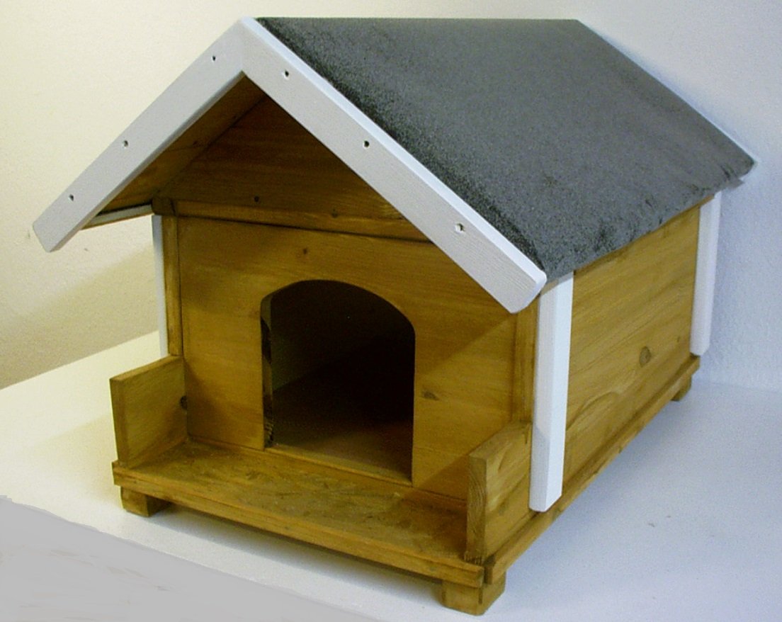 Outdoor Katzenhaus Vollisoliert aus Massivholz für Katzen, Wetterfest, 80x55x52 cm