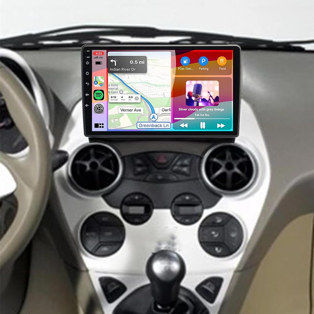 Radio 2+64G doppia DIN per Ford Ka 2008 2009 2010 2011 2012 2013 2014 con schermo Bluetooth, schermo IPS touch screen da 9" con wireless Carplay Android Navi WiFi telecamera posteriore FM/RDS Mirror